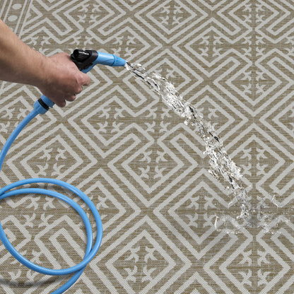Outdoor Rugs Medallion Collection Beige Cream