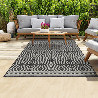 Outdoor Rugs Medallion Collection Anthracite Cream