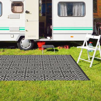 Outdoor Rugs Medallion Collection Anthracite Cream