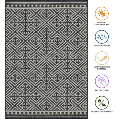 Outdoor Rugs Medallion Collection Anthracite Cream
