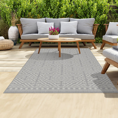 Outdoor Rugs Medallion Collection Grey Cream