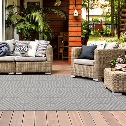 Outdoor Rugs Medallion Collection Grey Cream