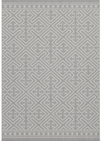 Outdoor Rugs Medallion Collection Grey Cream