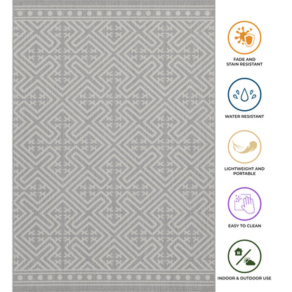 Outdoor Rugs Medallion Collection Grey Cream