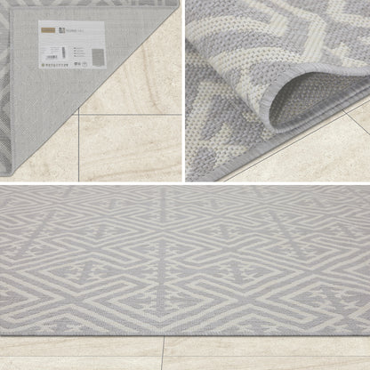 Outdoor Rugs Medallion Collection Grey Cream