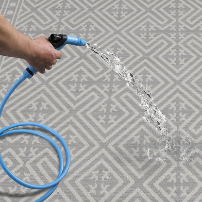 Outdoor Rugs Medallion Collection Grey Cream