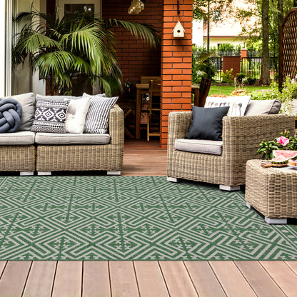 Outdoor Rugs Medallion Collection Green Cream
