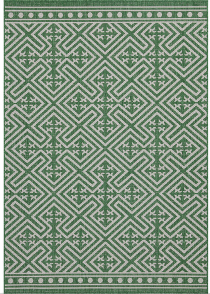 Outdoor Rugs Medallion Collection Green Cream
