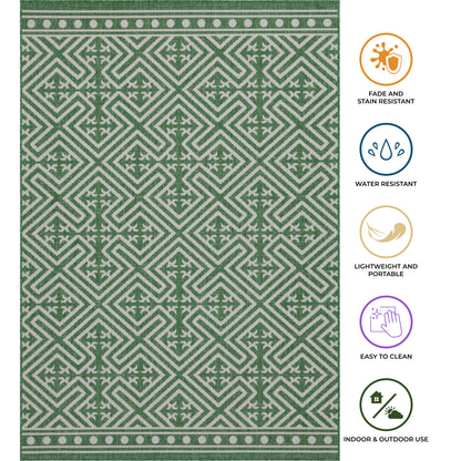 Outdoor Rugs Medallion Collection Green Cream