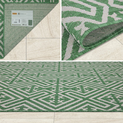 Outdoor Rugs Medallion Collection Green Cream