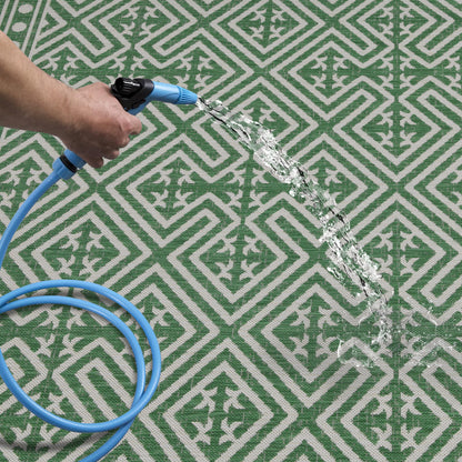 Outdoor Rugs Medallion Collection Green Cream