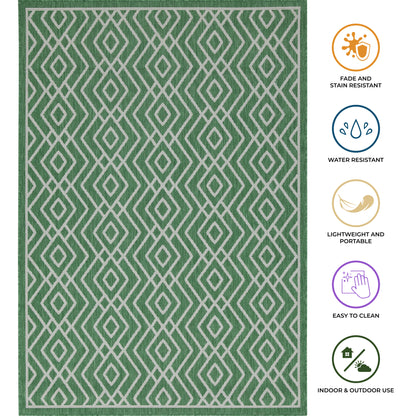Outdoor Rugs Diamond Collection Green Cream