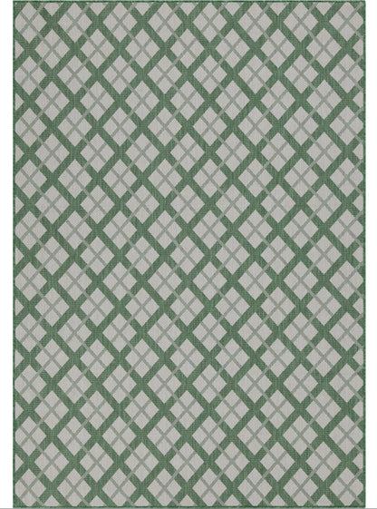 Outdoor Rugs Lined Collection Green Cream