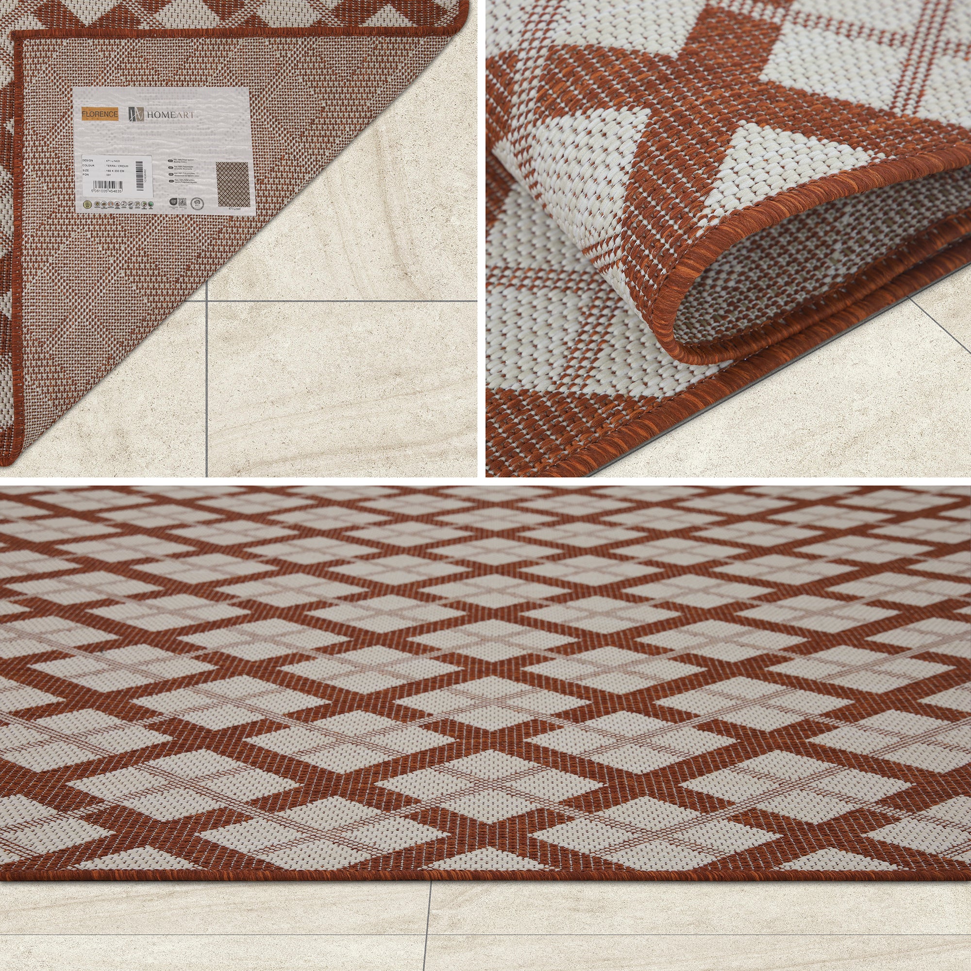 Outdoor Rugs Lined Collection Terra Cream