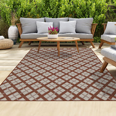 Outdoor Rugs Lined Collection Terra Cream