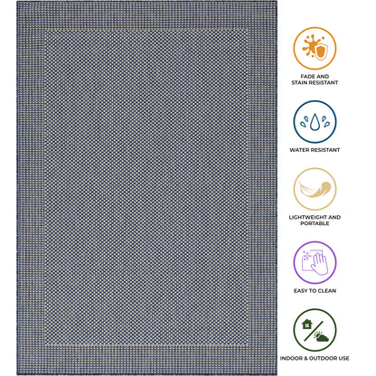 Outdoor Rugs Plain Collection Dark Blue Cream