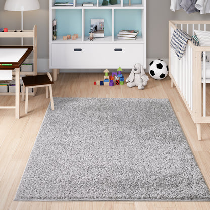 Shaggy Rug Plain Silver Grey