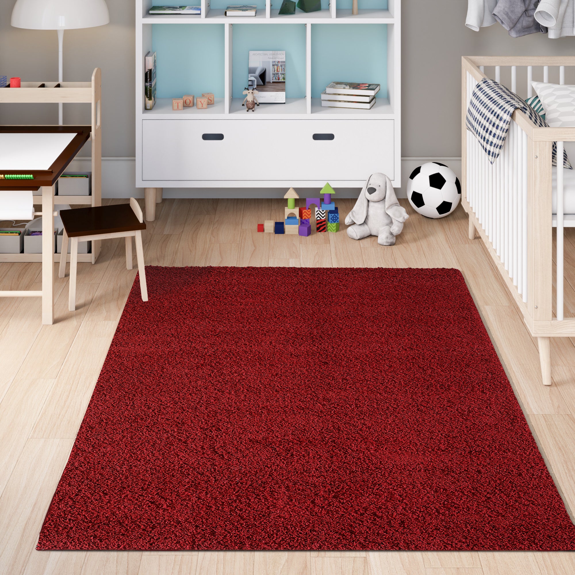 Shaggy Rug Plain Bordeaux / Dark Red