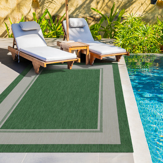 Outdoor Rugs rectangular Collection Green Cream