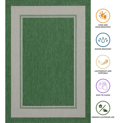 Outdoor Rugs rectangular Collection Green Cream