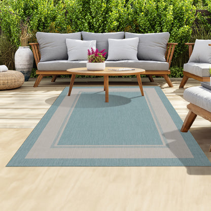Outdoor Rugs Rectangular Collection Aqua Cream