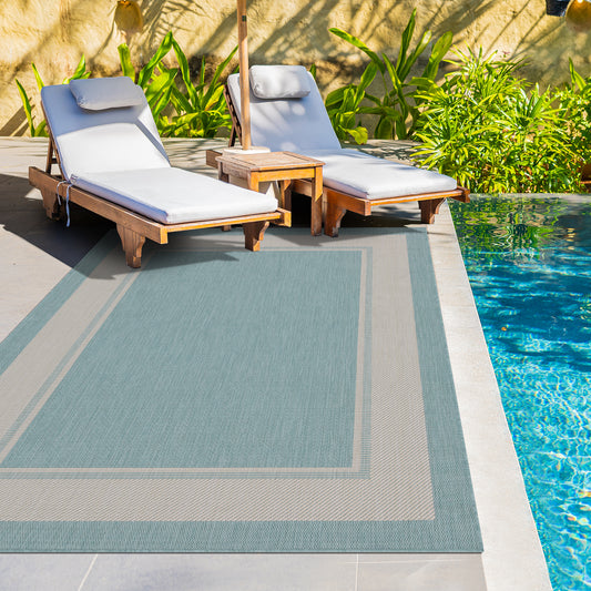 Outdoor Rugs Rectangular Collection Aqua Cream