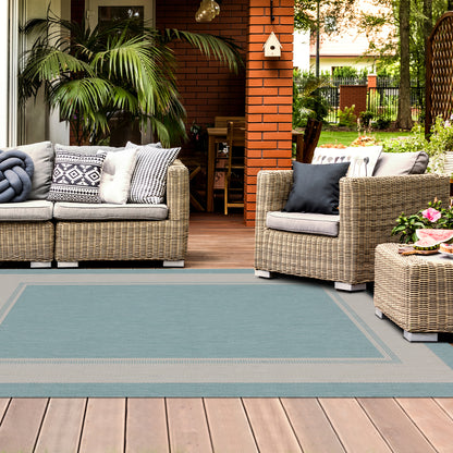 Outdoor Rugs Rectangular Collection Aqua Cream