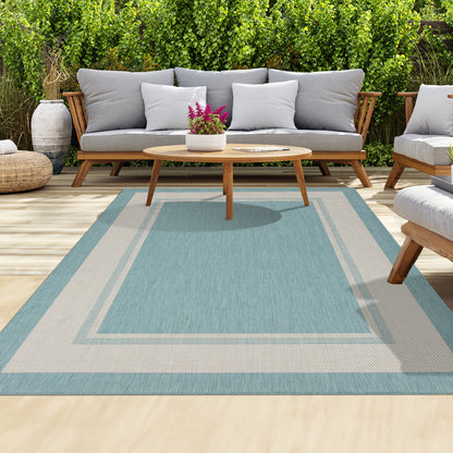 Outdoor Rugs Rectangular Collection Aqua Cream