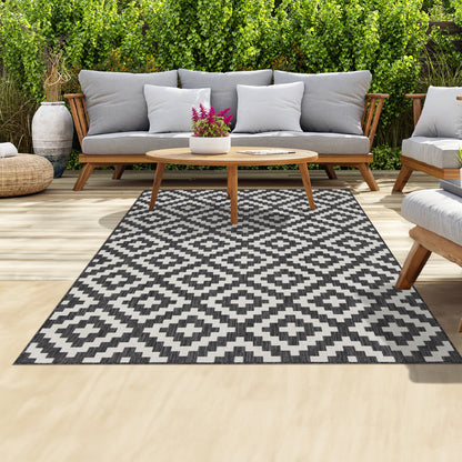 Outdoor Rugs Square Collection Anthracite Cream