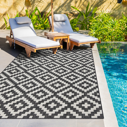 Outdoor Rugs Square Collection Anthracite Cream