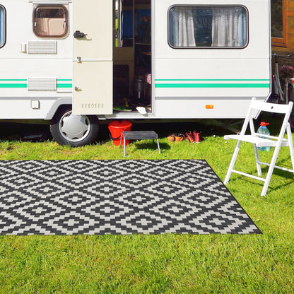 Outdoor Rugs Square Collection Anthracite Cream