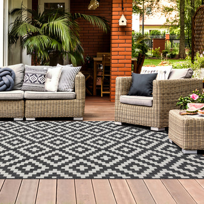 Outdoor Rugs Square Collection Anthracite Cream