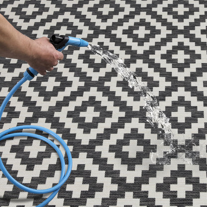 Outdoor Rugs Square Collection Anthracite Cream