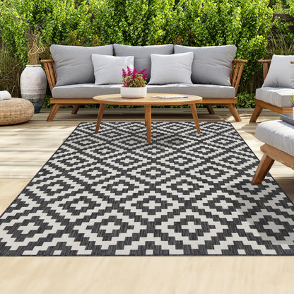 Outdoor Rugs Square Collection Anthracite Cream