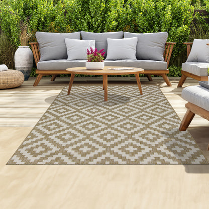 Outdoor Rugs Square Collection Beige Cream