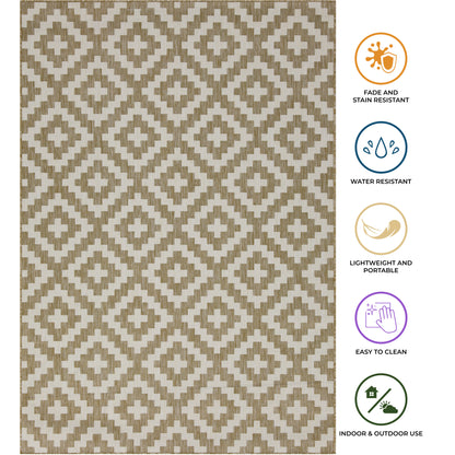 Outdoor Rugs Square Collection Beige Cream