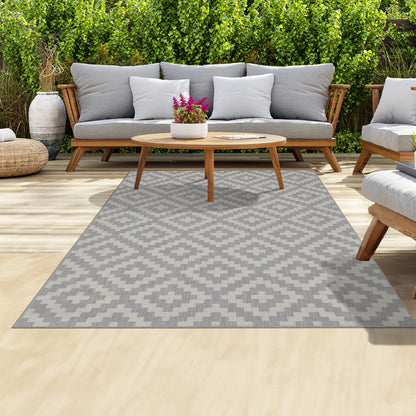 Outdoor Rugs Square Collection Grey Cream