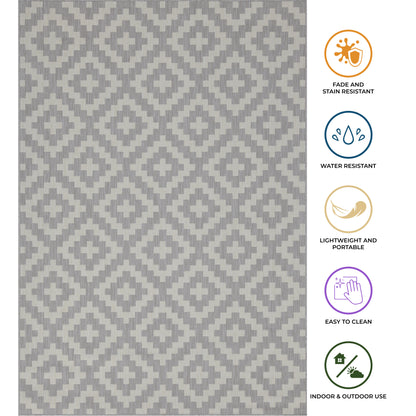 Outdoor Rugs Square Collection Grey Cream