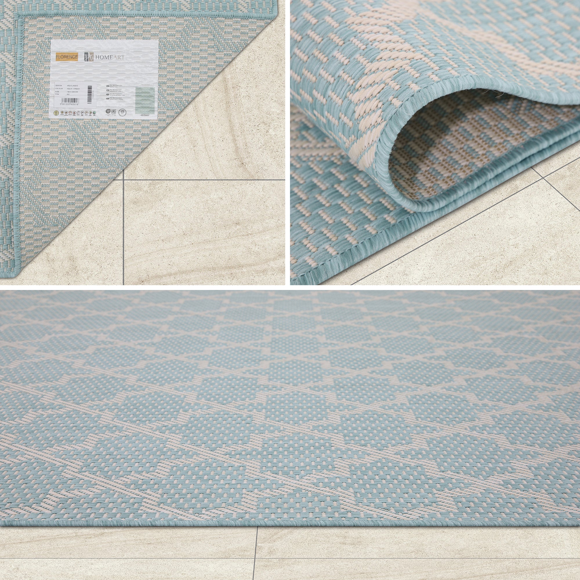 Outdoor Rugs Classic Collection Aqua Cream