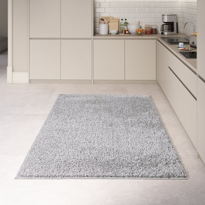 Shaggy Rug Plain Silver Grey