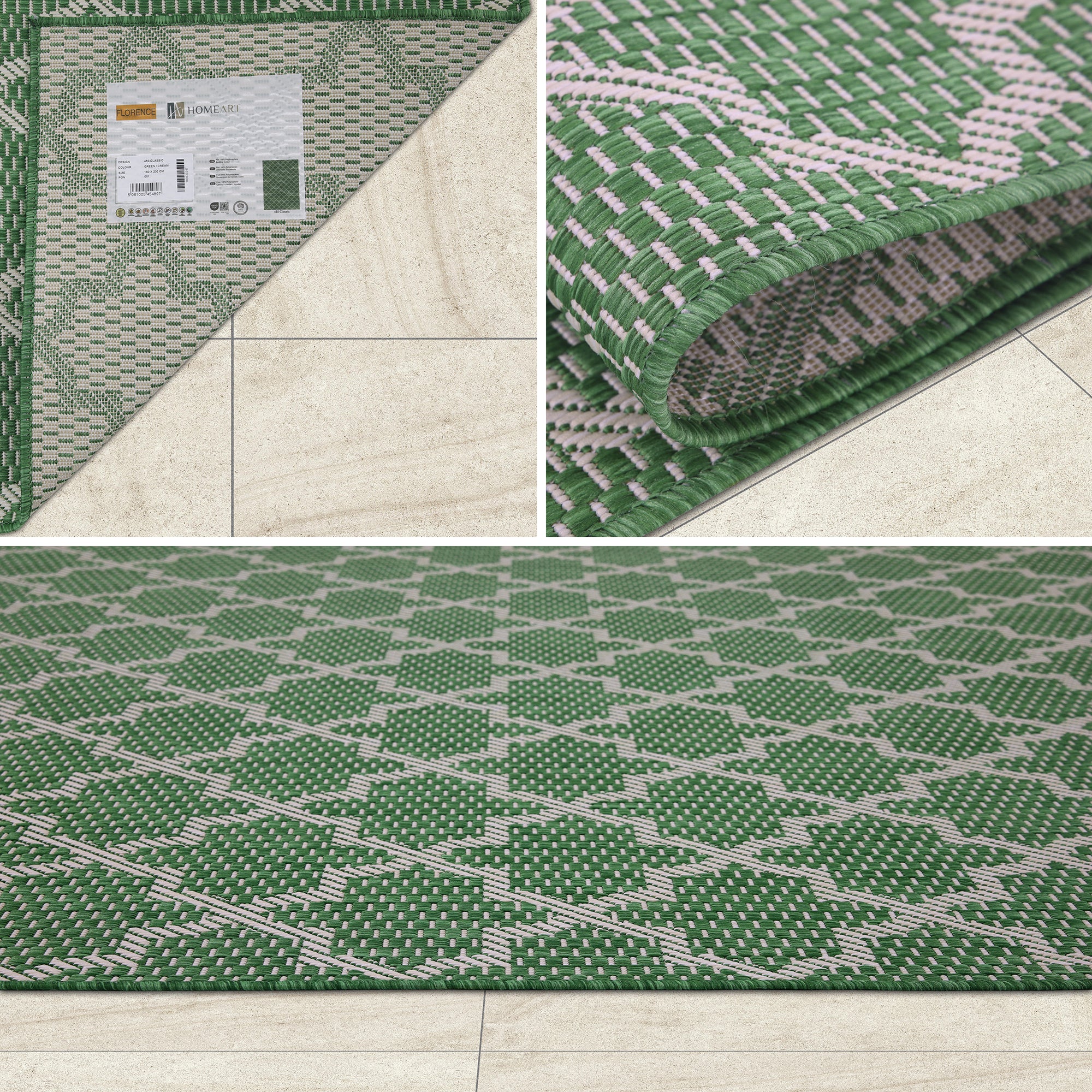 Outdoor Rugs Classic Collection Green Cream