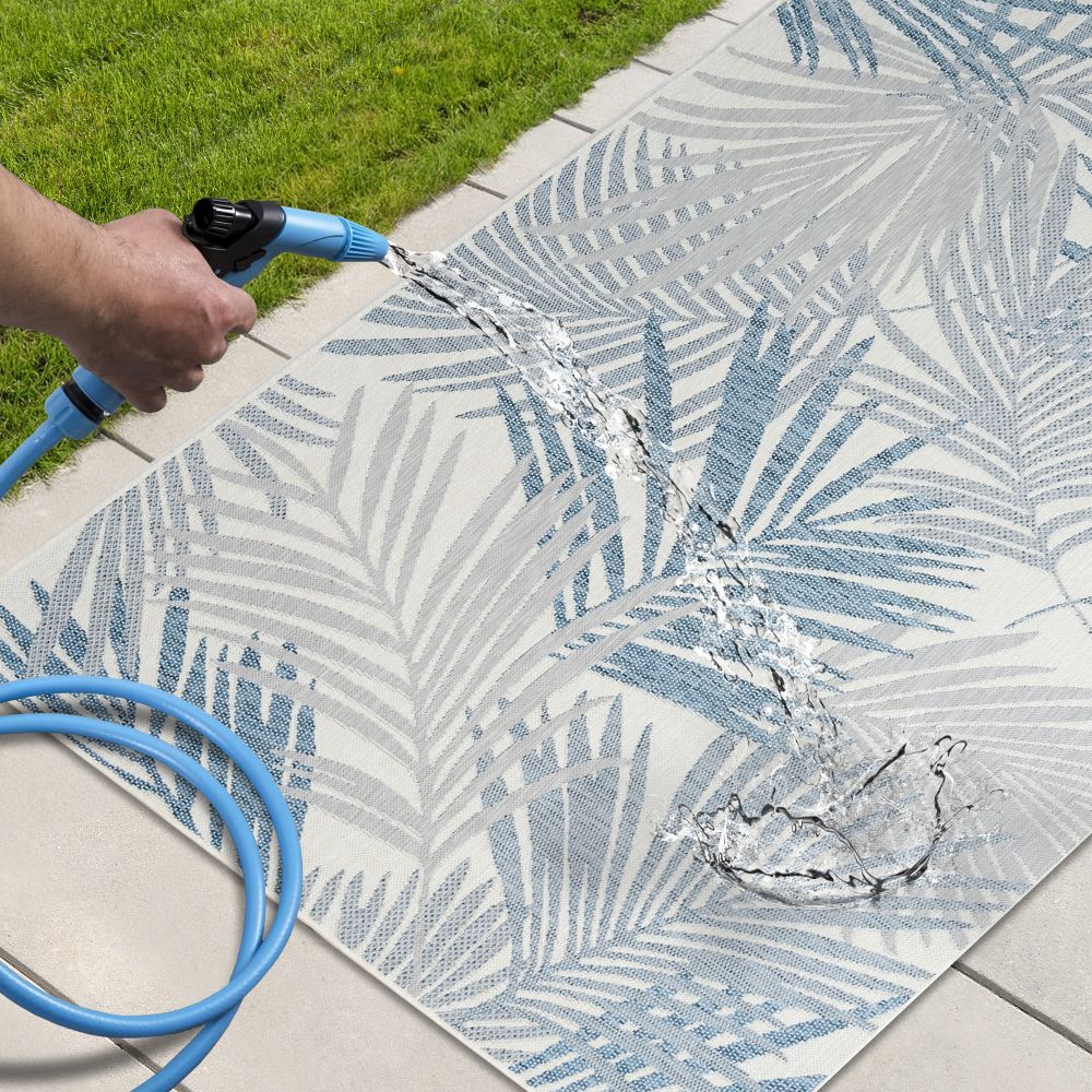 Outdoor Rugs Palm - Blue/ Grey