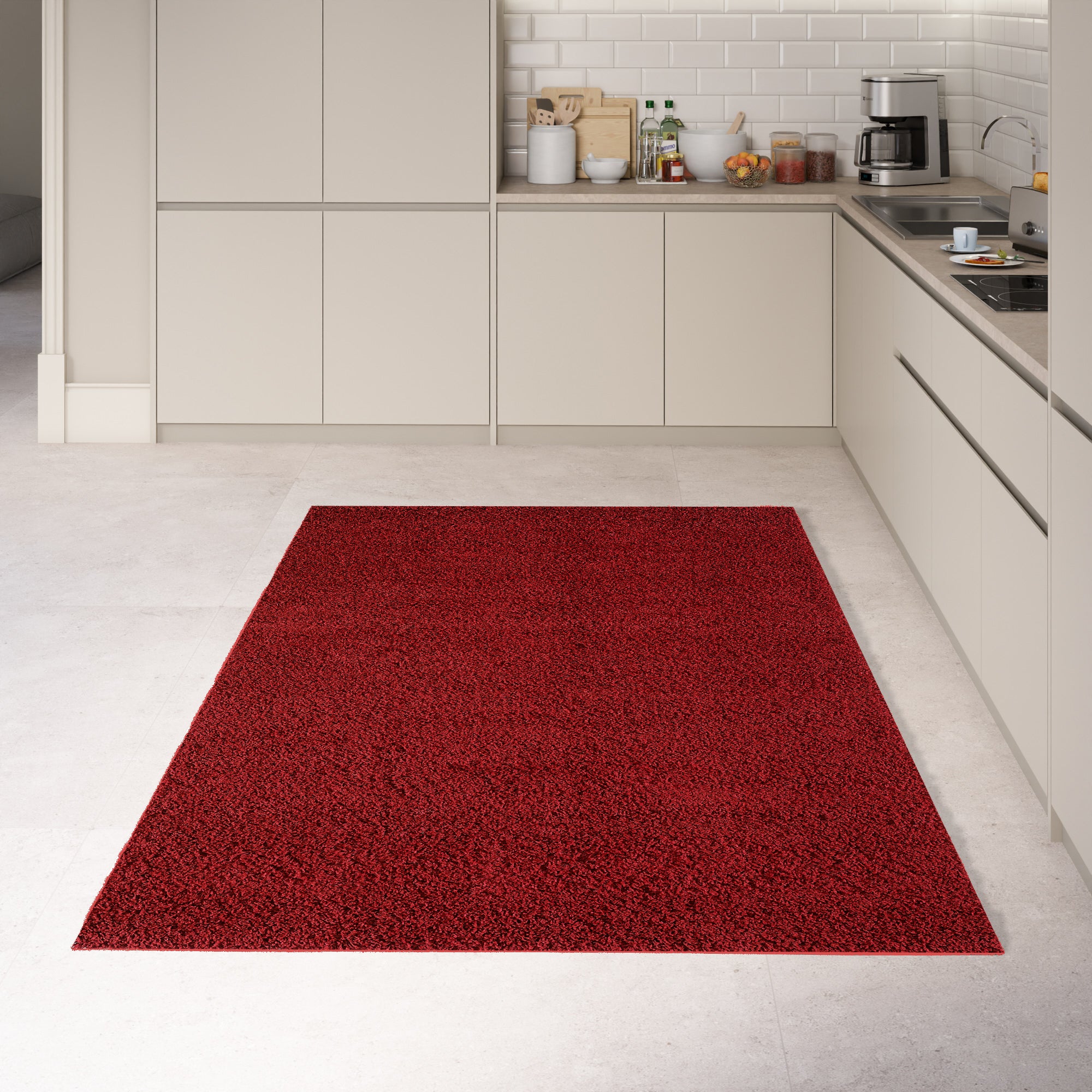 Shaggy Rug Plain Bordeaux / Dark Red