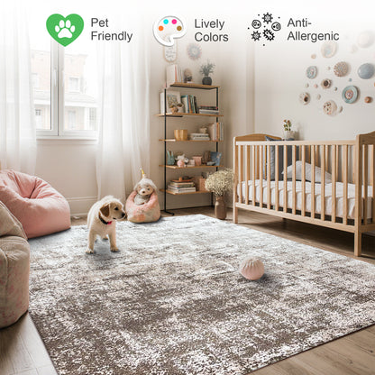 Eton Abstract Rug | Brown & Super Soft