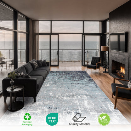 Eton Abstract Rug | Blue & Super Soft