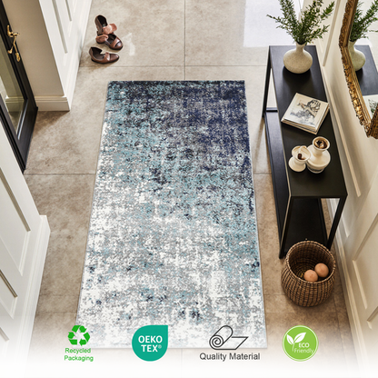 Eton Abstract Rug | Blue & Super Soft 60*110