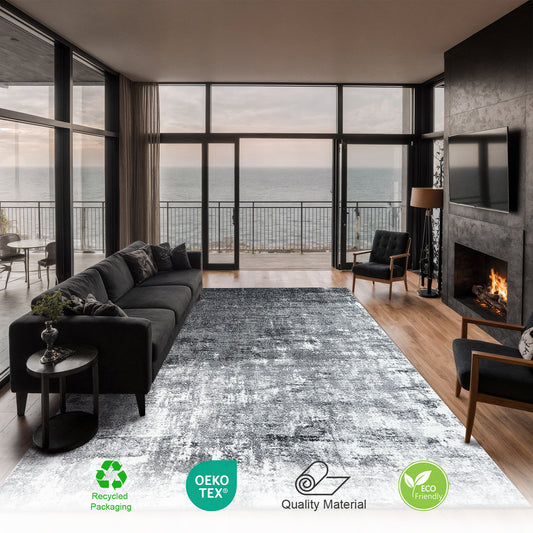 Eton Abstract Rug | Grey & Super Soft