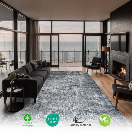 Eton Abstract Rug | Anthracite & Super Soft