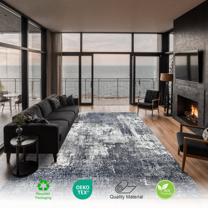 Marlow Abstract Rug | Blue & Super Soft