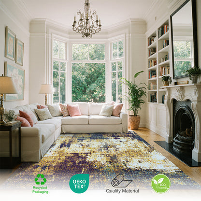 Marlow Abstract Rug | Yellow & Super Soft